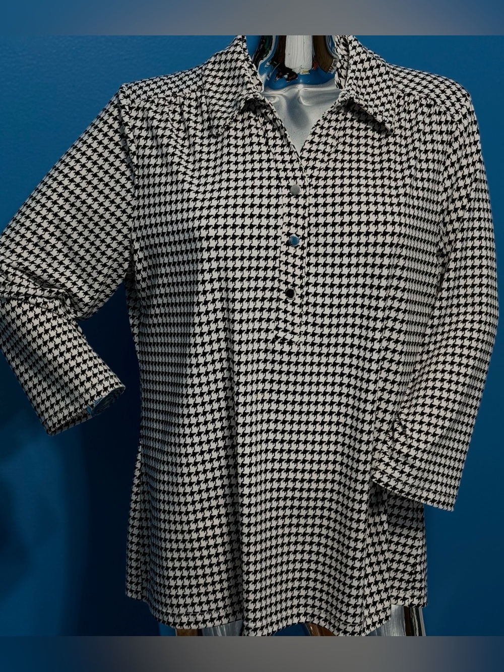 212 Collection Black & White Houndstooth Button-Front Shirt